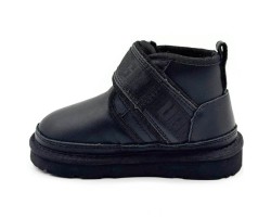 UGG KIDS BOOTS NEUMEL SNAPBACK LEATHER BLACK