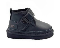 UGG KIDS BOOTS NEUMEL SNAPBACK LEATHER BLACK