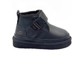 UGG KIDS BOOTS NEUMEL SNAPBACK LEATHER BLACK