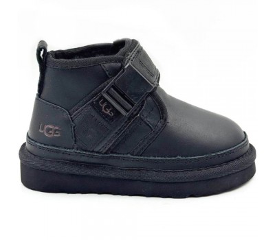 UGG KIDS BOOTS NEUMEL SNAPBACK LEATHER BLACK