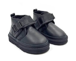 UGG KIDS BOOTS NEUMEL SNAPBACK LEATHER BLACK