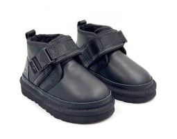 UGG KIDS BOOTS NEUMEL SNAPBACK LEATHER BLACK