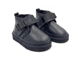 UGG KIDS BOOTS NEUMEL SNAPBACK LEATHER BLACK