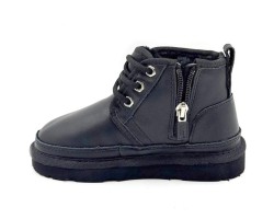 UGG KIDS  NEUMEL ZIP LEATHER BLACK