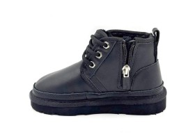 UGG KIDS  NEUMEL ZIP LEATHER BLACK