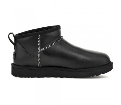 UGG CLASSIC ULTRA MINI  LEATHER BLACK