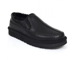 UGG STITCH SLIP ON LEATHER BLACK