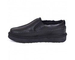 UGG STITCH SLIP ON LEATHER BLACK