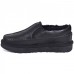 UGG STITCH SLIP ON LEATHER BLACK