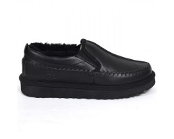 UGG STITCH SLIP ON LEATHER BLACK