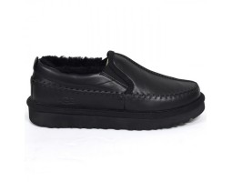 UGG STITCH SLIP ON LEATHER BLACK