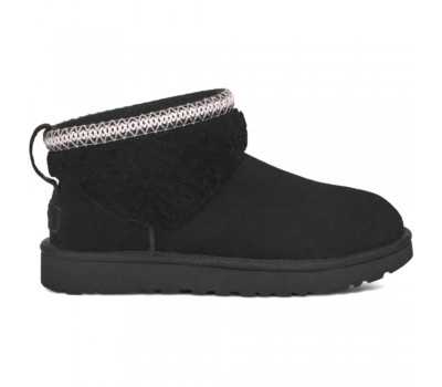 UGG CLASSIC ULTRA MINI LACK MAXI CURLY BOOT BLACK