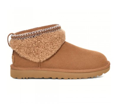 UGG CLASSIC ULTRA MINI LACK MAXI CURLY BOOT CHESTNUT