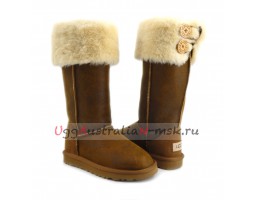 UGG BOOTS OVER THE KNEE BAILEY BUTTON II BOMBER CHESTNUT