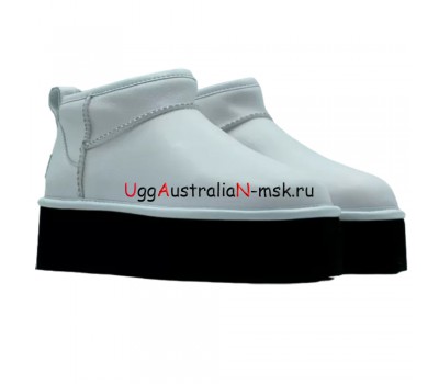 CLASSIC ULTRA MINI PLATFORM WHITE LEATER/BLACK