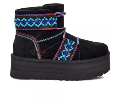 UGG CLASSIC MINI II BRAID PLATFORM BLACK