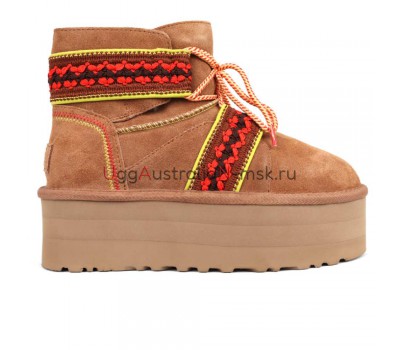 UGG CLASSIC MINI II BRAID PLATFORM CHESTNUT