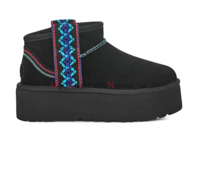 UGG CLASSIC ULTRA MINI BRAID PLATFORM BLACK