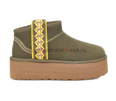 UGG CLASSIC ULTRA MINI BRAID PLATFORM BURT OLIVE